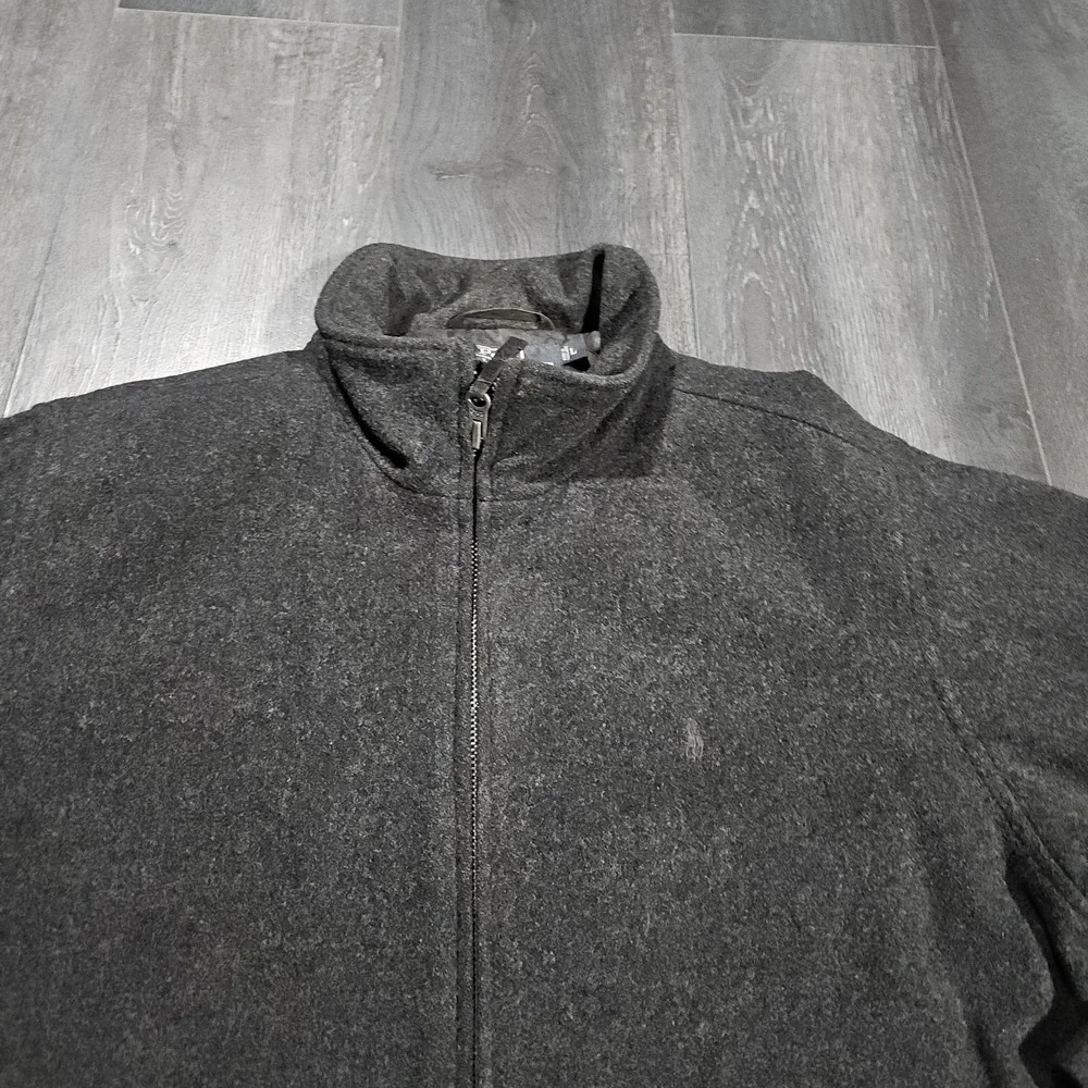 Vintage Polo Ralph Lauren Wool Bomber Jacket Men L Gray Pony Quilt Lined Y2K 90s